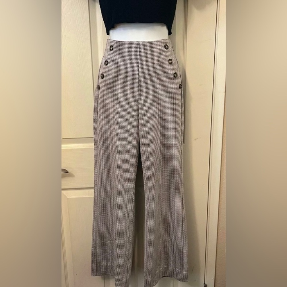 Express Black Brown Cream High Waisted Wide Leg
Knit Pull In Pants Sz S/P